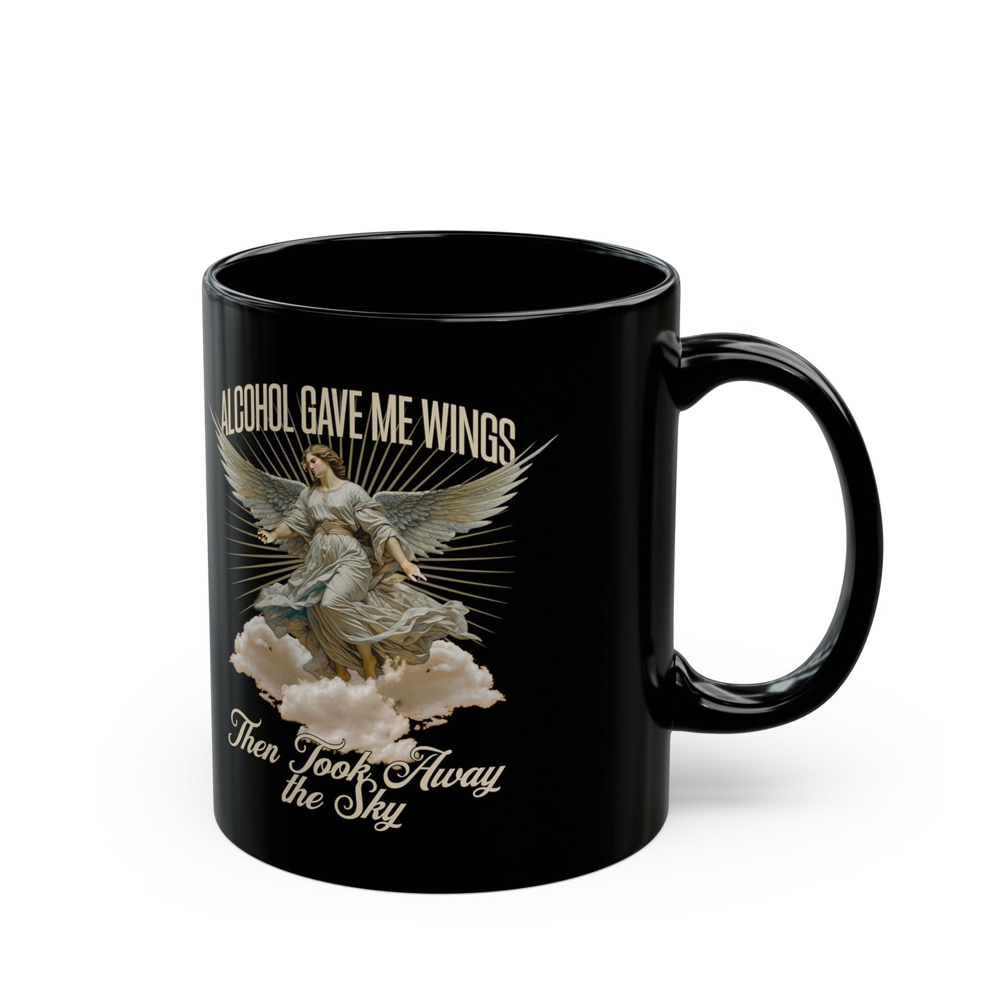 Alcohol Gave Me Wings Black Mug (11oz, 15oz)