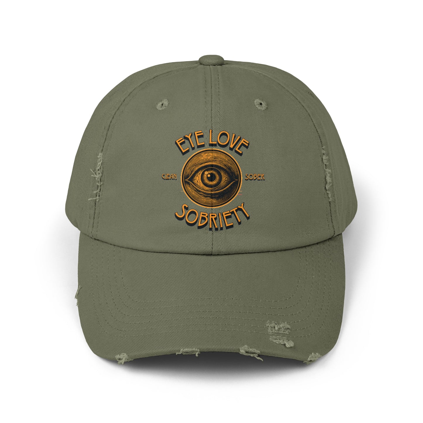 Eye Love Sobriety Unisex Distressed Cap