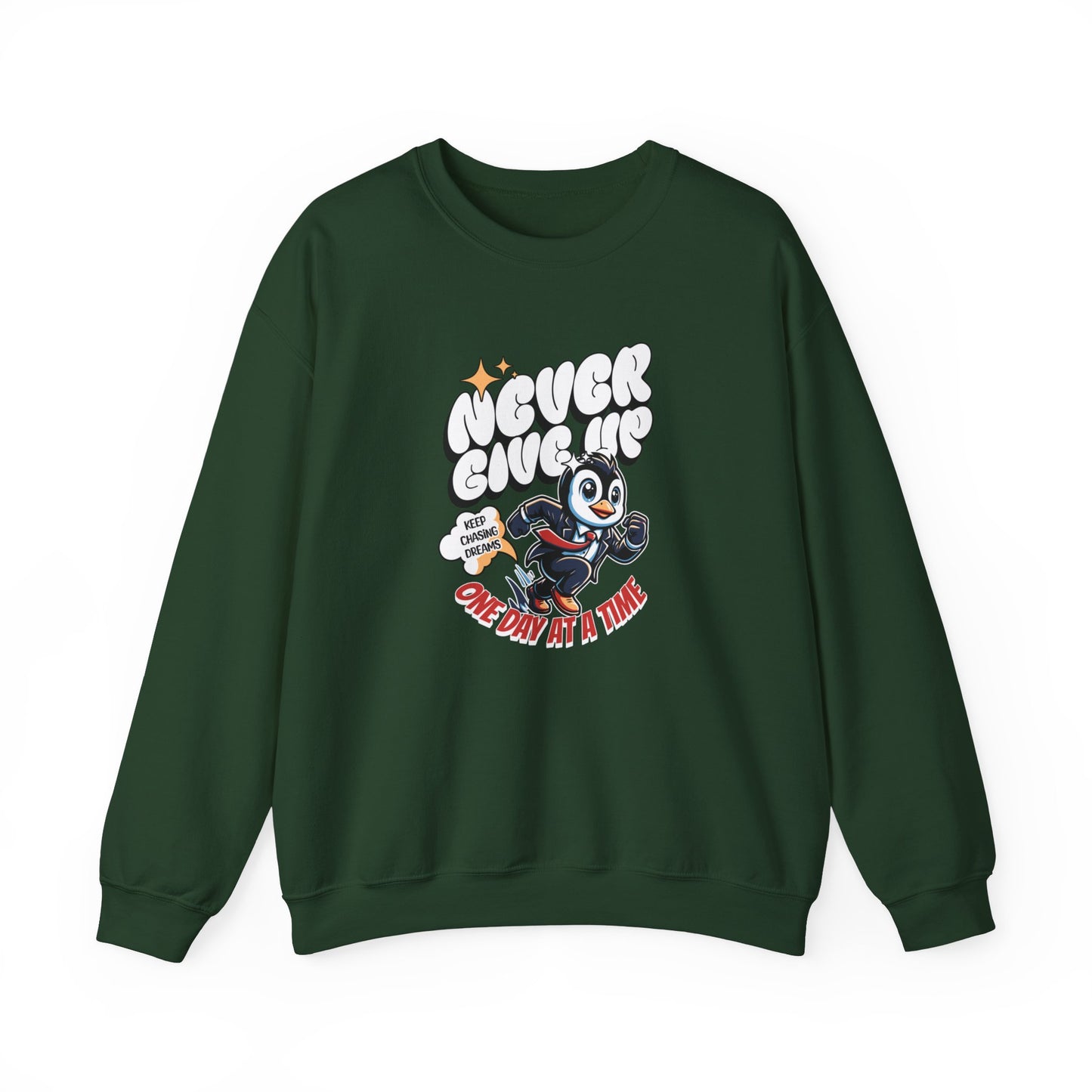 Never Give Up Unisex Heavy Blend™ Crewneck Sweatshirt