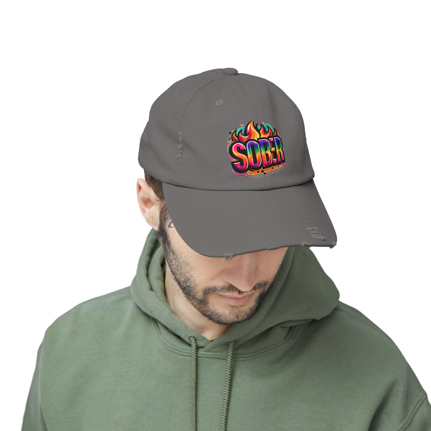 Sober Unisex Distressed Cap