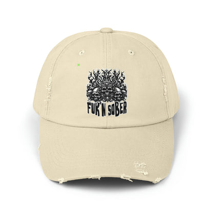 Fuk'n Sober Unisex Distressed Cap