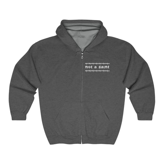 Barbed Wire Not a Saint Unisex Heavy Blend™ Full Zip Hooded Sweatshirt