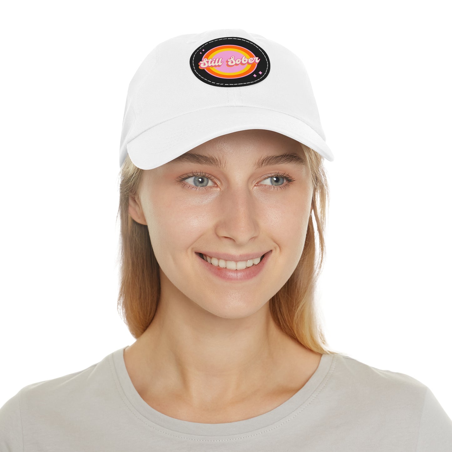 Still Sober Dad Hat with Leather Patch (Round)