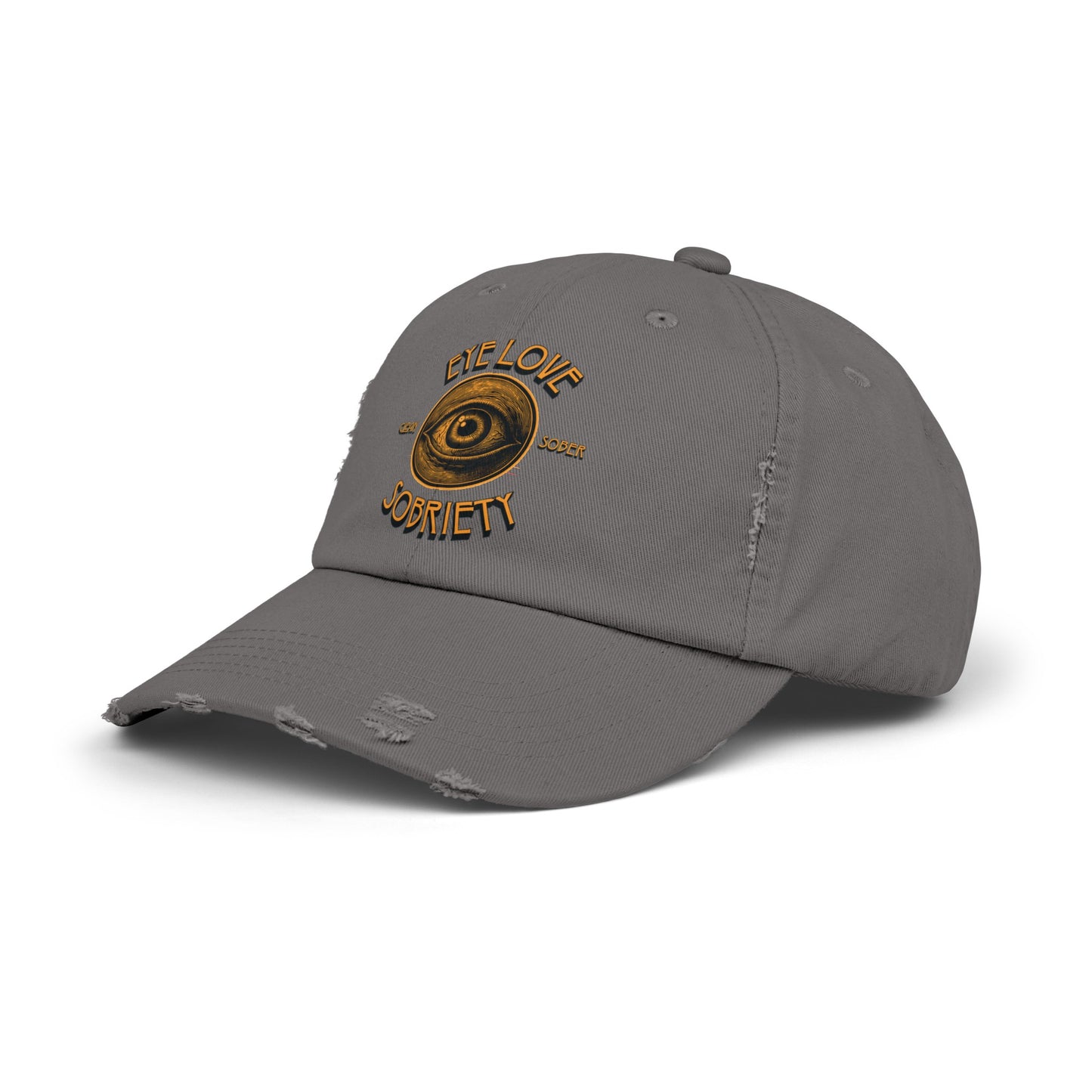 Eye Love Sobriety Unisex Distressed Cap