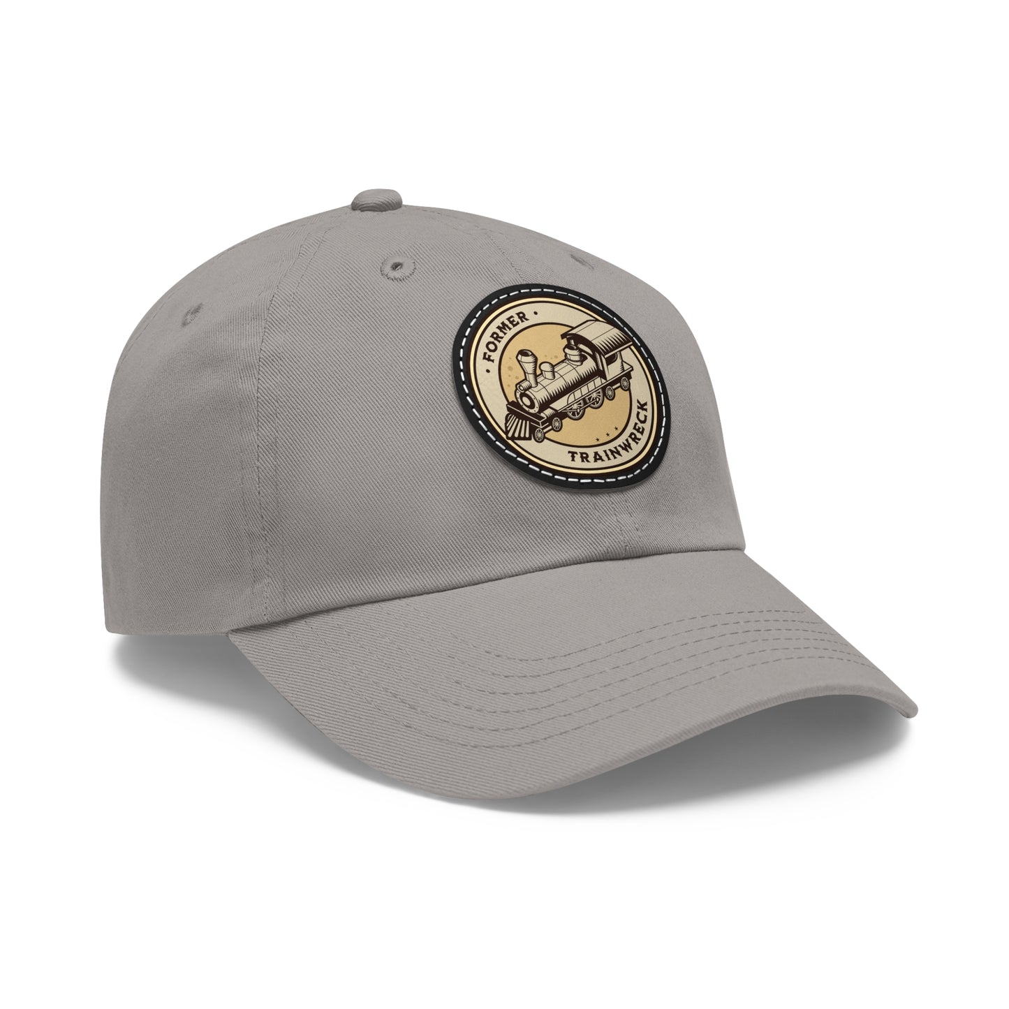 Trainwreck Dad Hat with Leather Patch (Round)