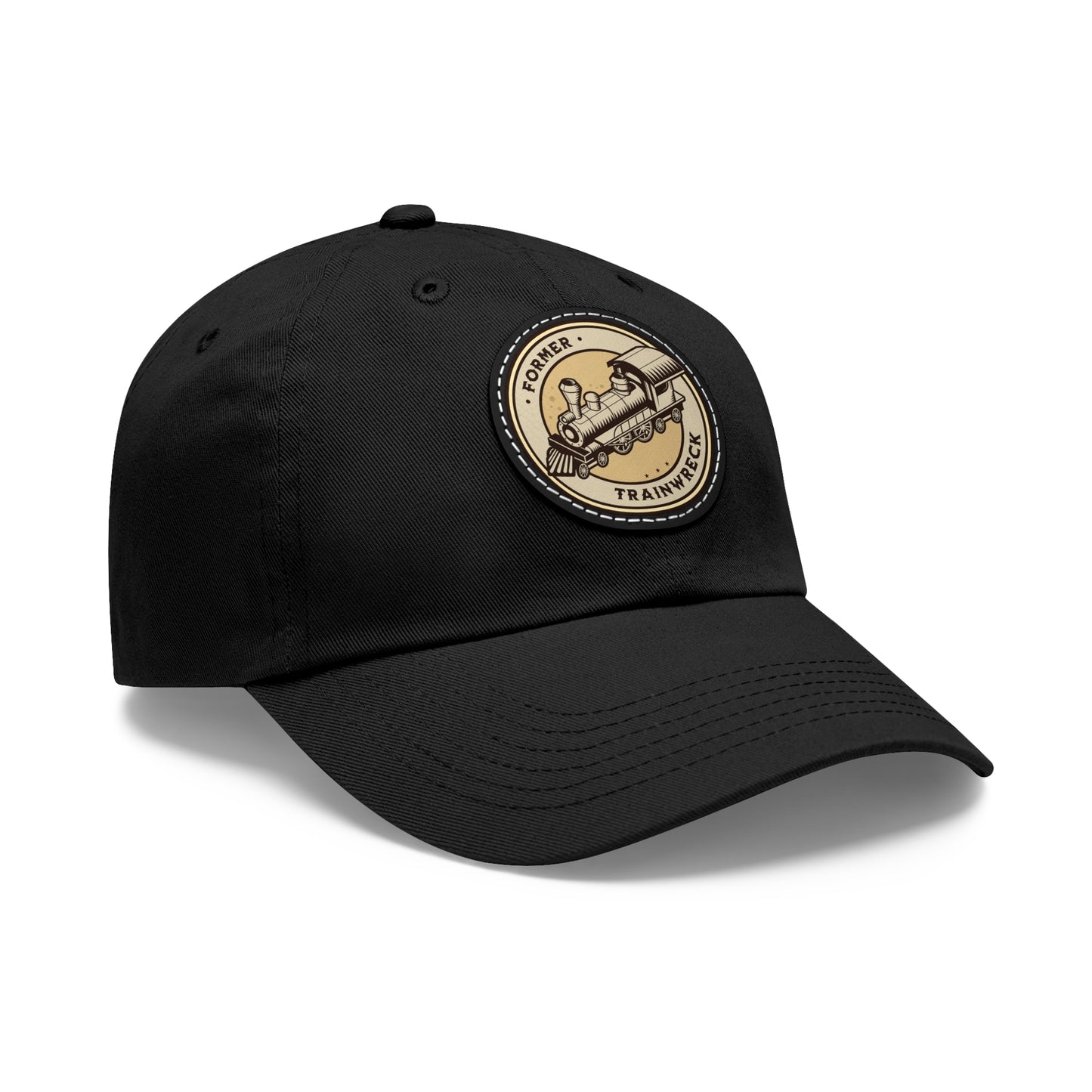 Trainwreck Dad Hat with Leather Patch (Round)