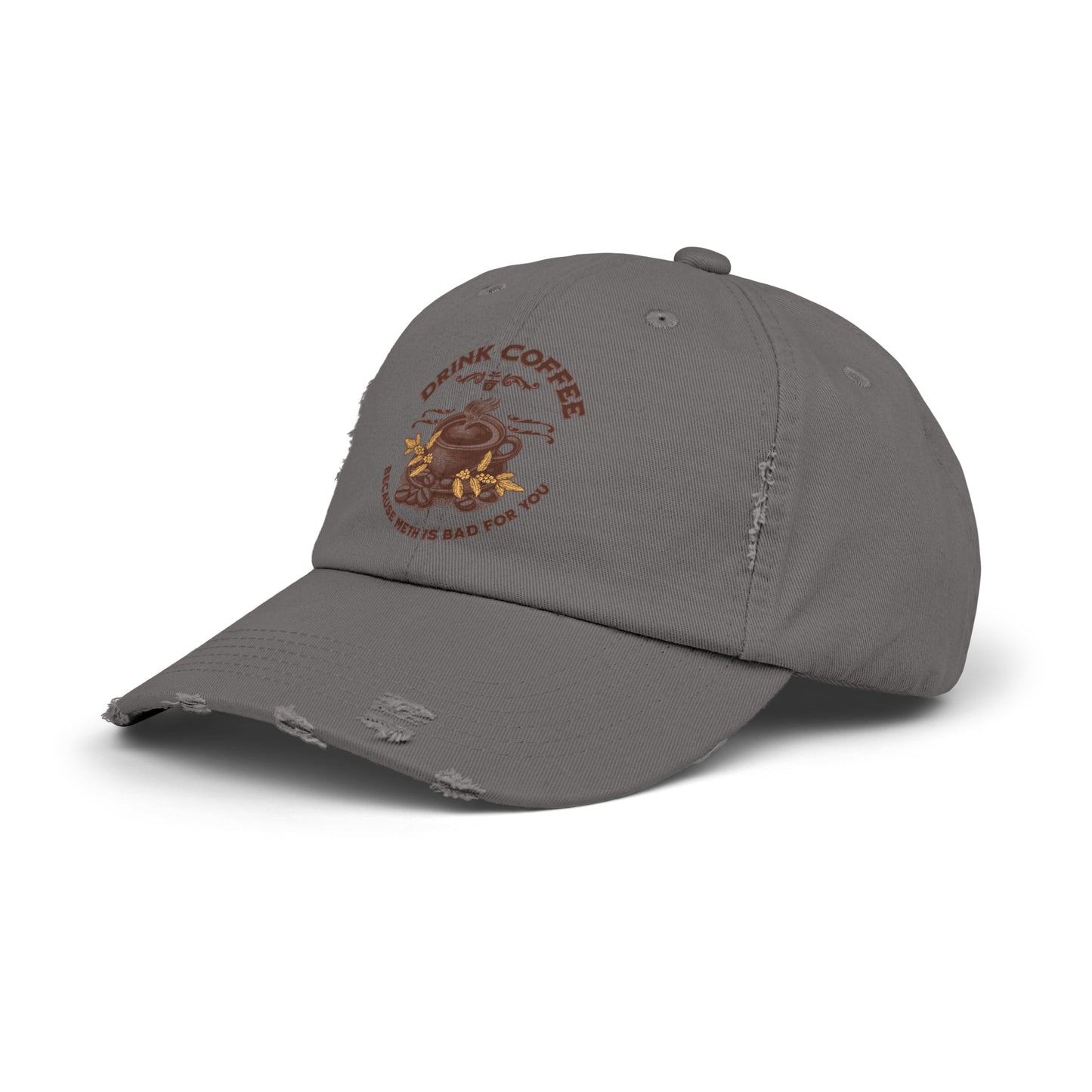 Coffee Unisex Distressed Cap