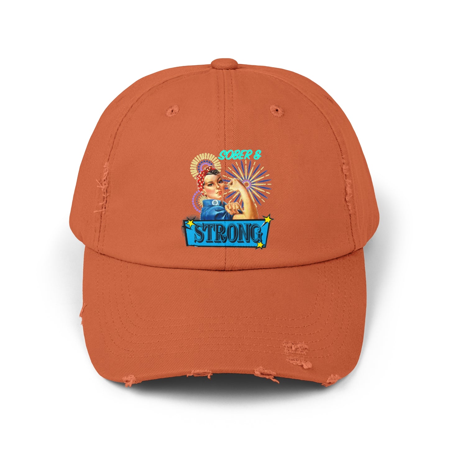 Sober and Strong Vintage Unisex Distressed Cap