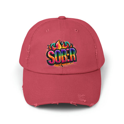 Sober Unisex Distressed Cap