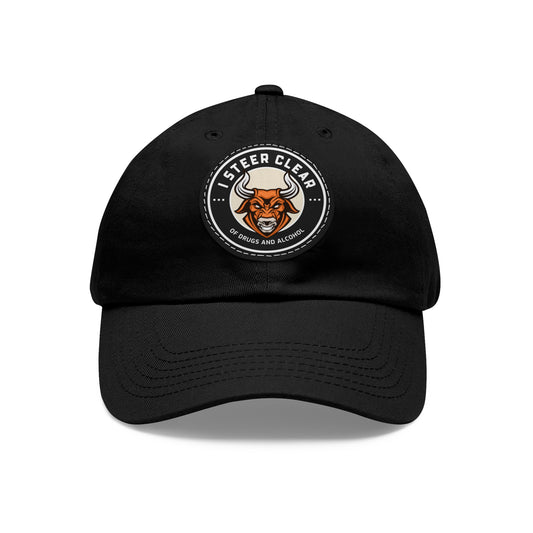 I Steer Clear Dad Hat with Leather Patch (Round)