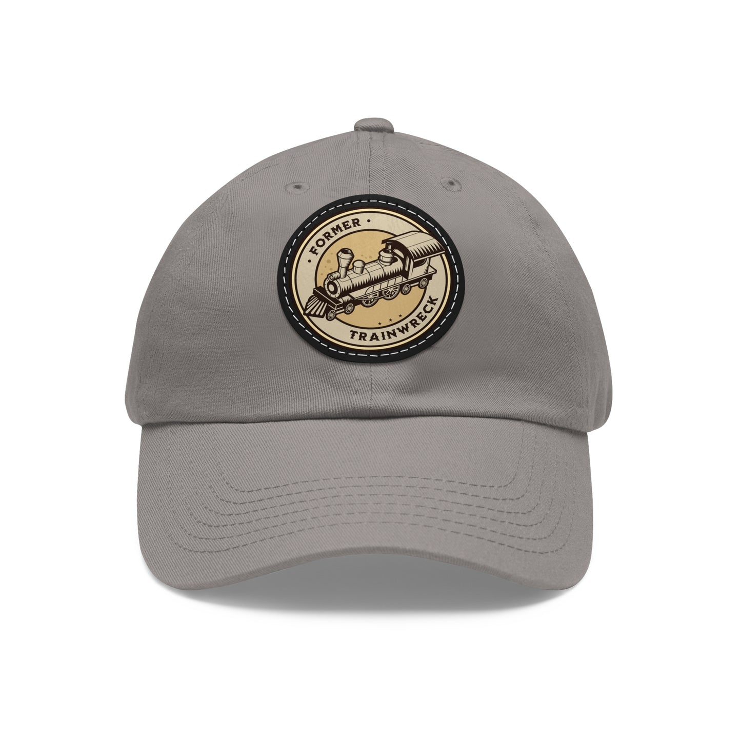 Trainwreck Dad Hat with Leather Patch (Round)