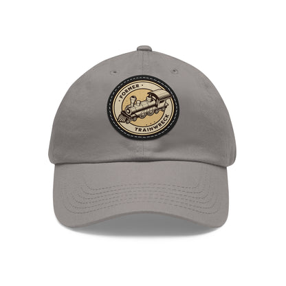 Trainwreck Dad Hat with Leather Patch (Round)