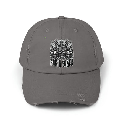 Fuk'n Sober Unisex Distressed Cap