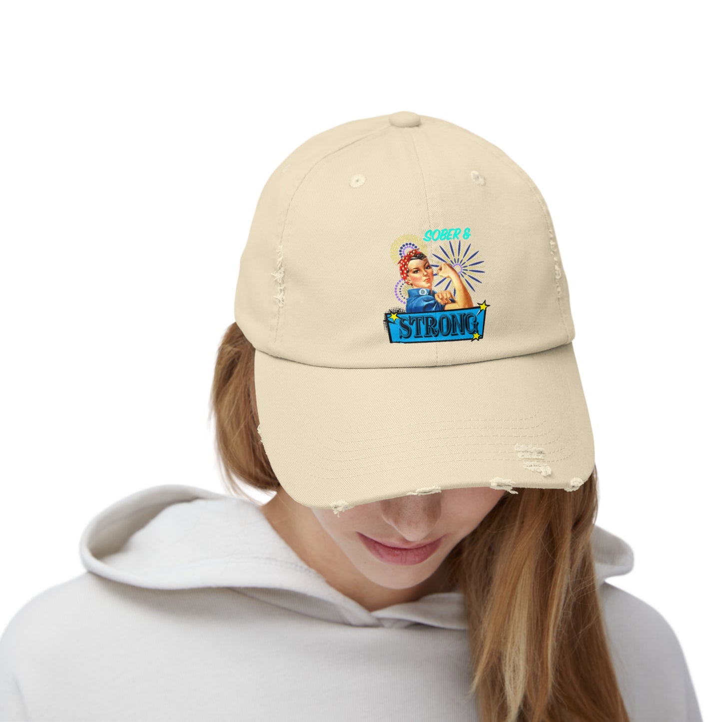Sober and Strong Vintage Unisex Distressed Cap