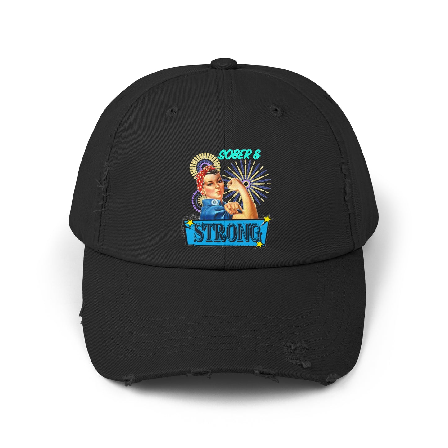Sober and Strong Vintage Unisex Distressed Cap