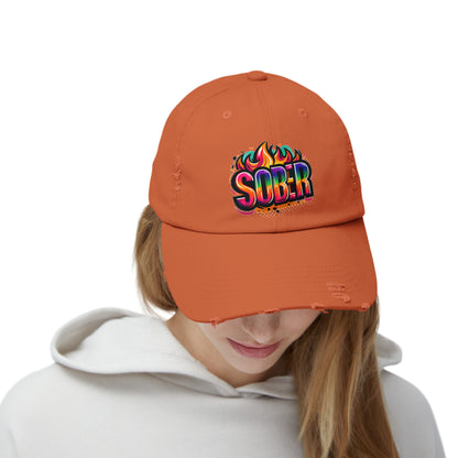 Sober Unisex Distressed Cap