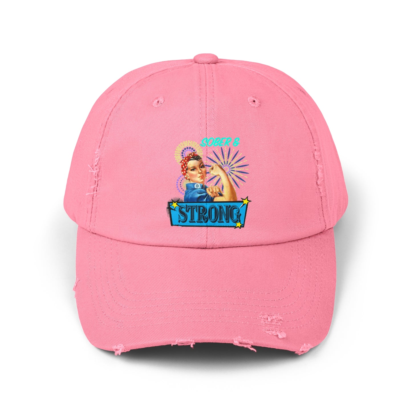 Sober and Strong Vintage Unisex Distressed Cap