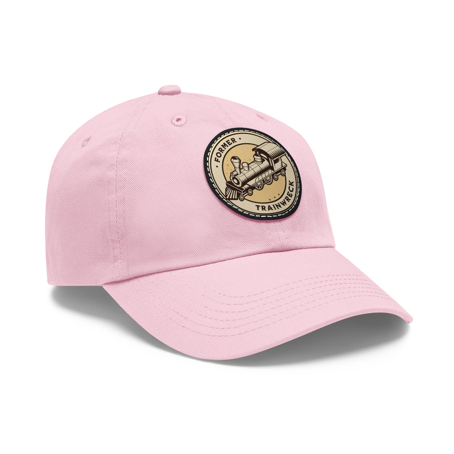Former Trainwreck Dad Hat with Leather Patch (Round)