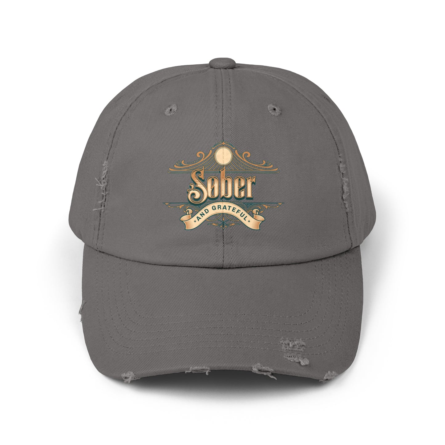 Sober and Grateful Unisex Distressed Cap