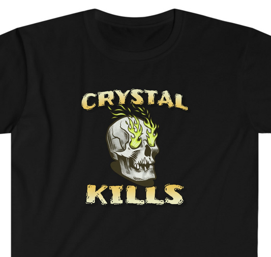 Crystal Kills Unisex Softstyle T-Shirt for clean and sober people in recovery