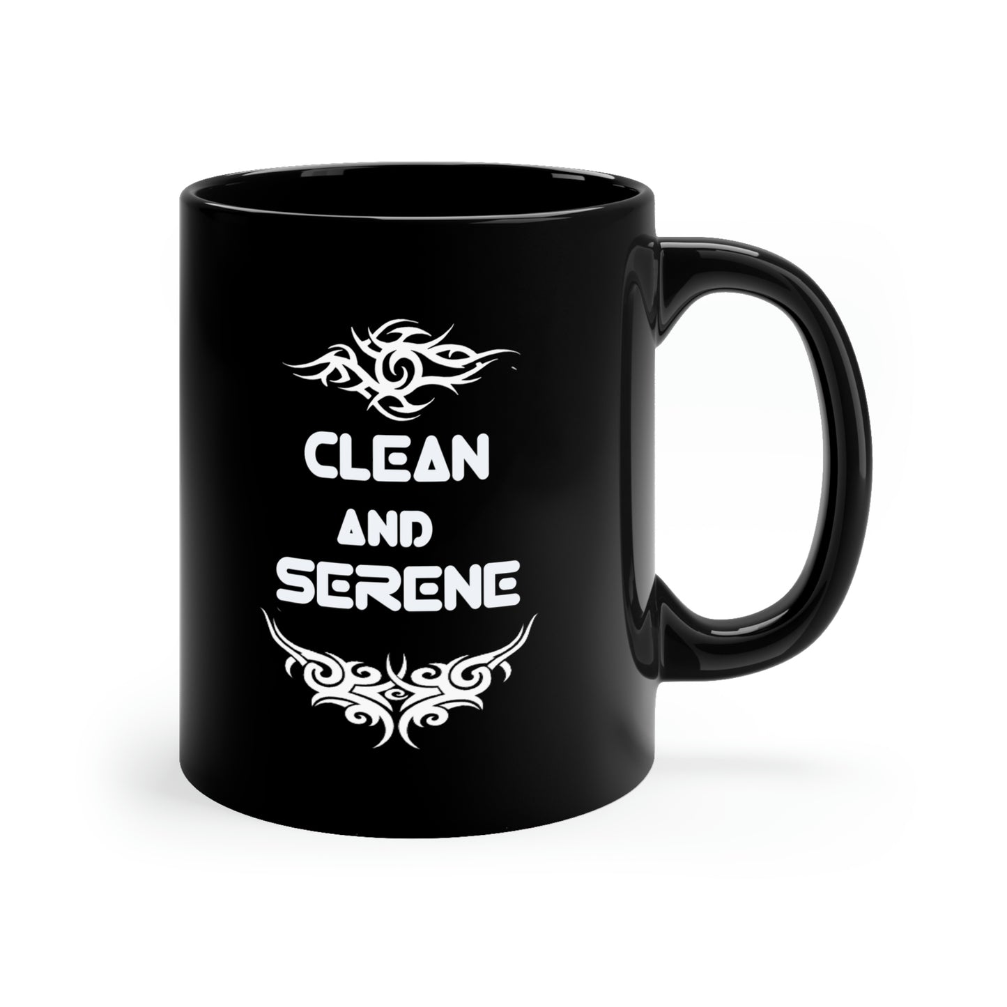 Clean and Serene Black Ceramic Mug 11oz, great gift for any sober person