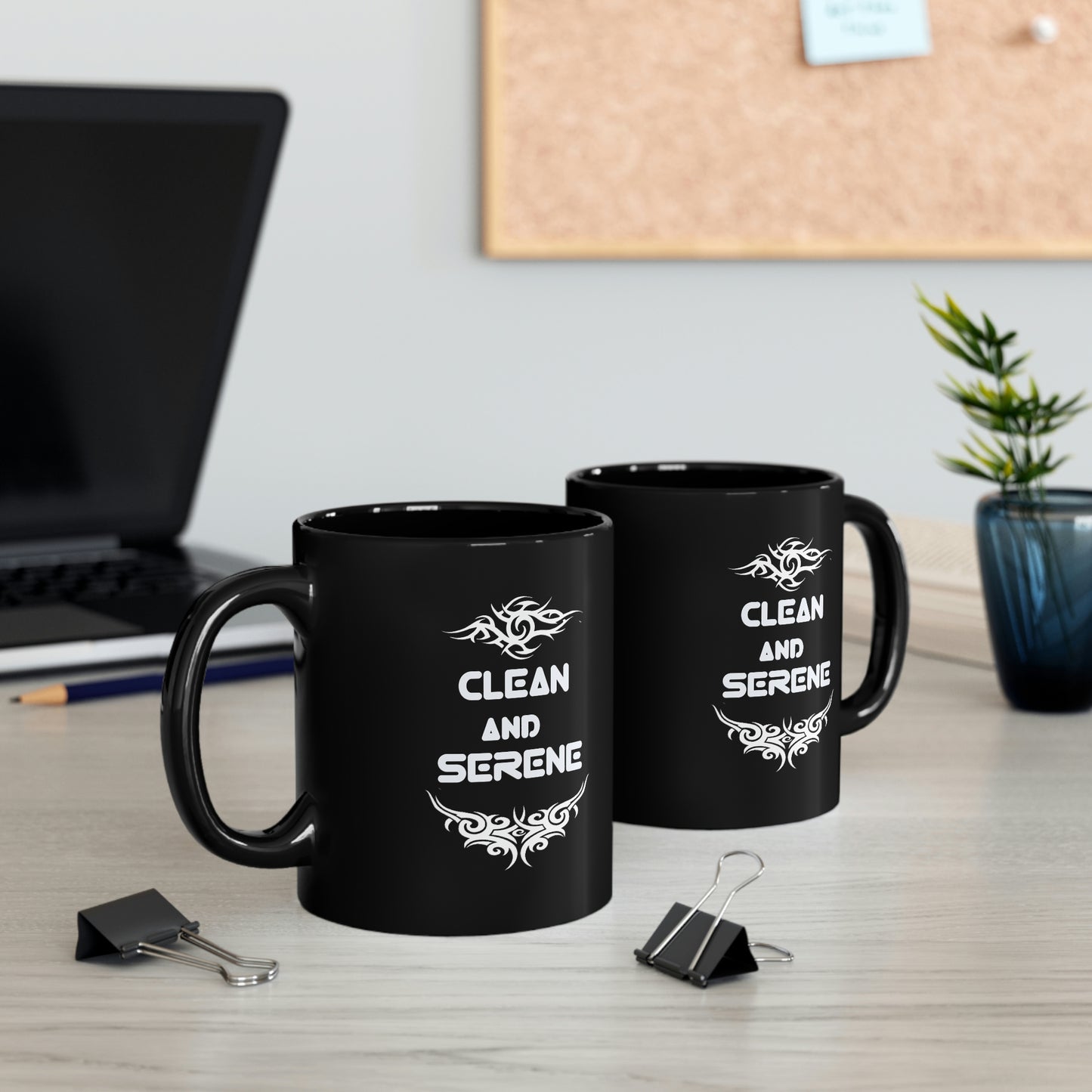 Clean and Serene Black Ceramic Mug 11oz, great gift for any sober person