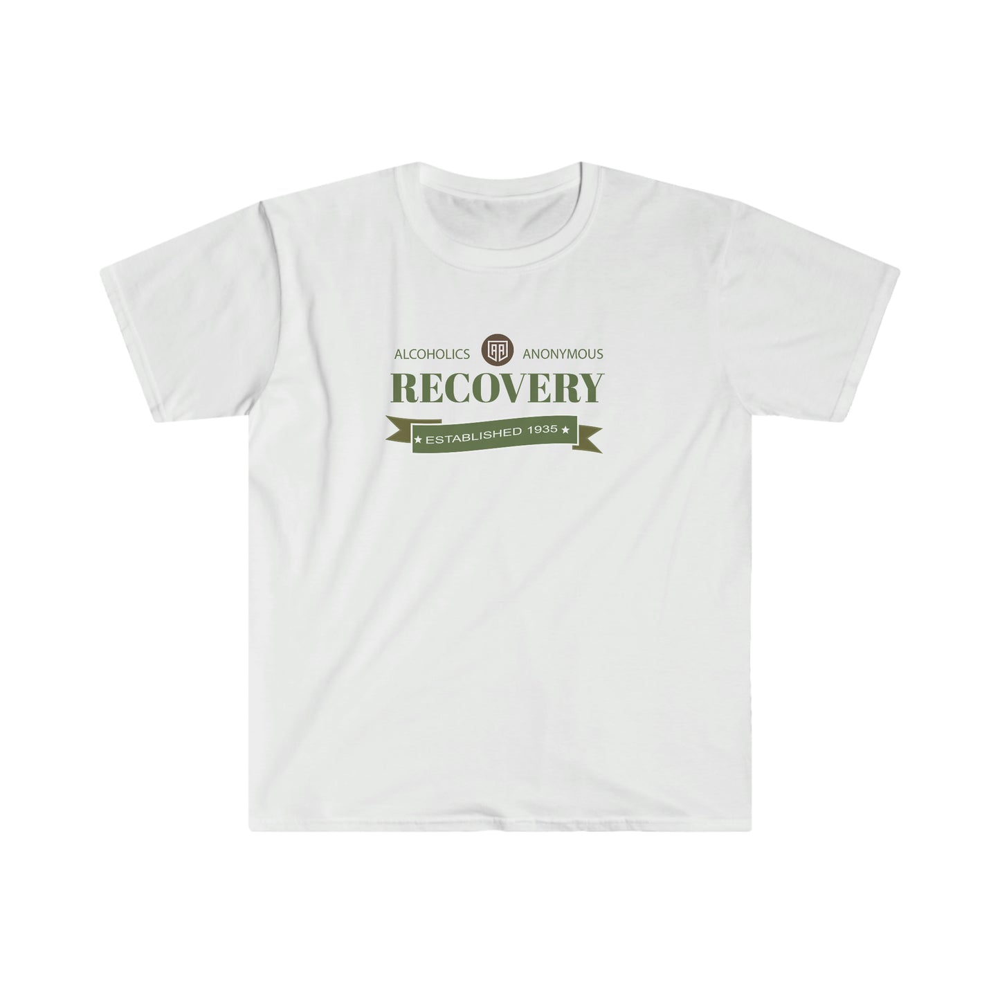 Sober Vintage AA Logo Unisex Softstyle T-Shirt for people in recovery