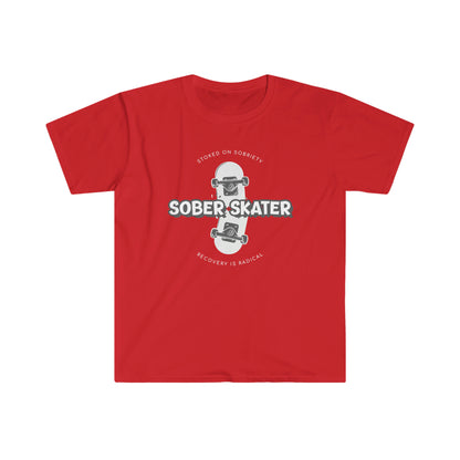 Sober skater Unisex Softstyle T-Shirt for clean and sober people in recovery