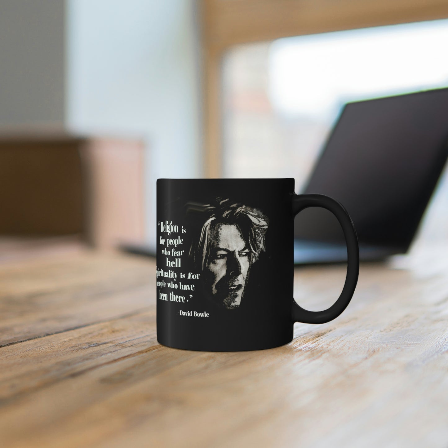 David Bowie Spirituality Quote 11oz Black Mug