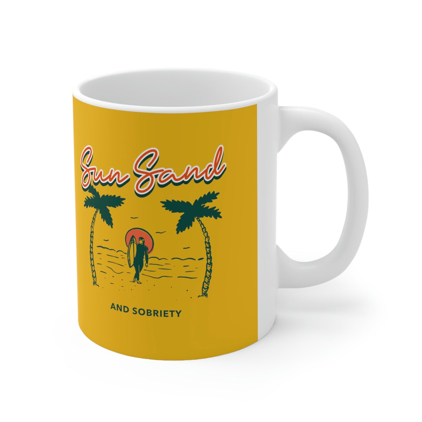 Sun Sand & Sobriety Ceramic Mug 11oz, great gift for anyone in recovery