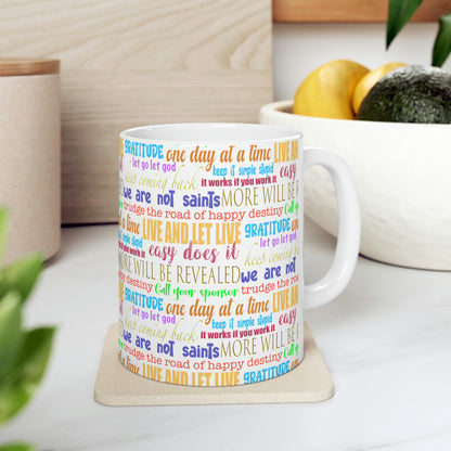 12-Step Slogan Ceramic Mug 11oz, great gift for sober person