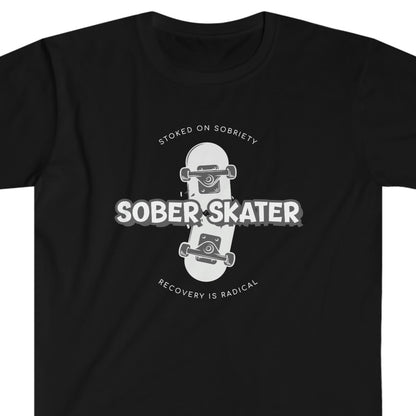 Sober skater Unisex Softstyle T-Shirt for clean and sober people in recovery