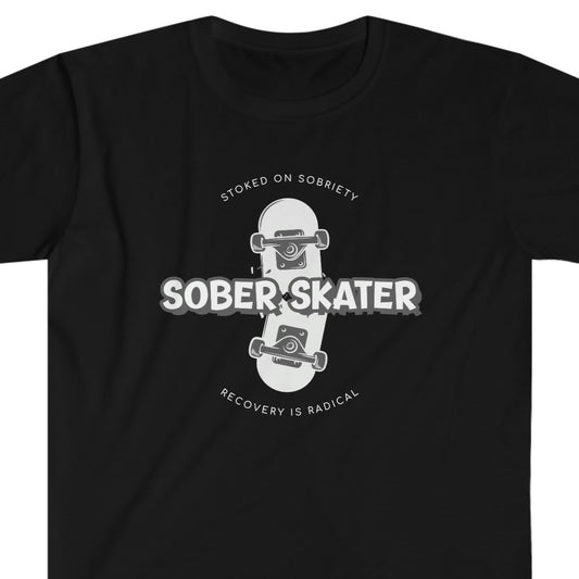 Sober skater Unisex Softstyle T-Shirt for clean and sober people in recovery