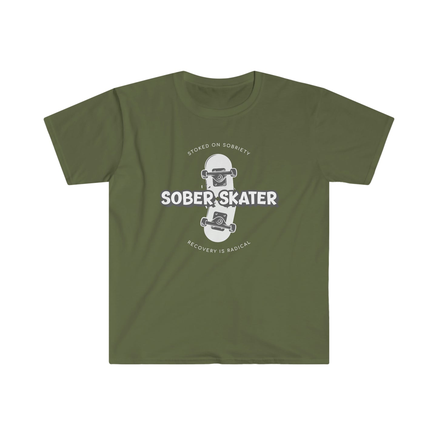 Sober skater Unisex Softstyle T-Shirt for clean and sober people in recovery