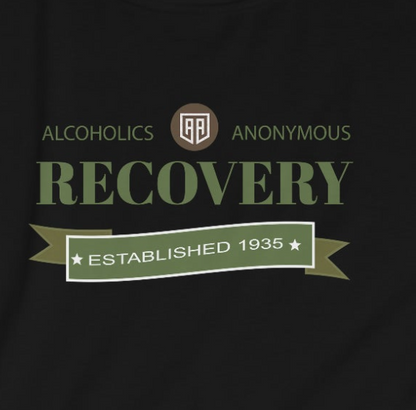 Sober Vintage AA Logo Unisex Softstyle T-Shirt for people in recovery