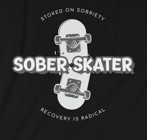 Sober skater Unisex Softstyle T-Shirt for clean and sober people in recovery