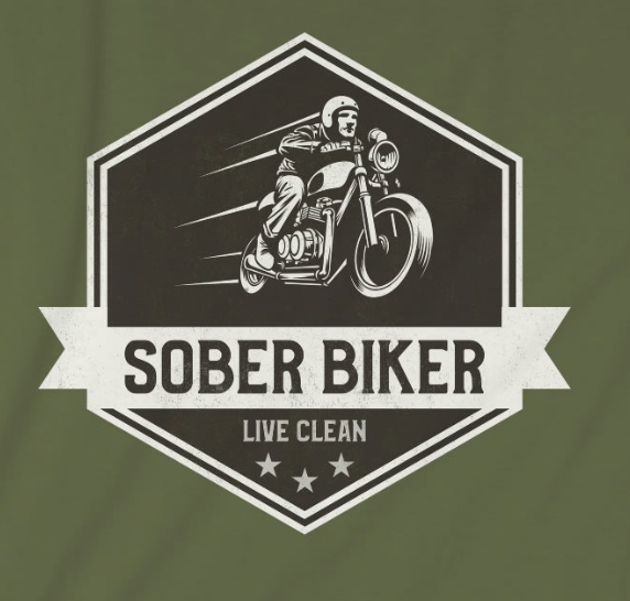 Sober Biker Unisex Softstyle T-Shirt for clean and sober people in recovery