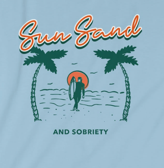 Sun, Sand and Sobriety Unisex Softstyle T-Shirt for sober people in recovery