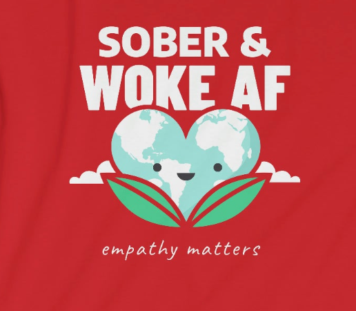 Sober & Woke Unisex Softstyle T-Shirt for clean and sober people in recovery