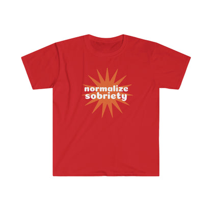 Sobriety t-shirt: Normalize Sobriety Unisex Softstyle T-Shirt for sober people in recovery