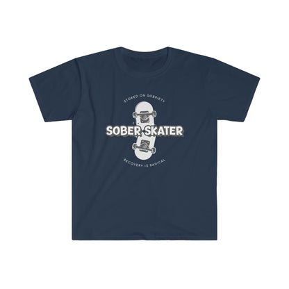 Sober skater Unisex Softstyle T-Shirt for clean and sober people in recovery