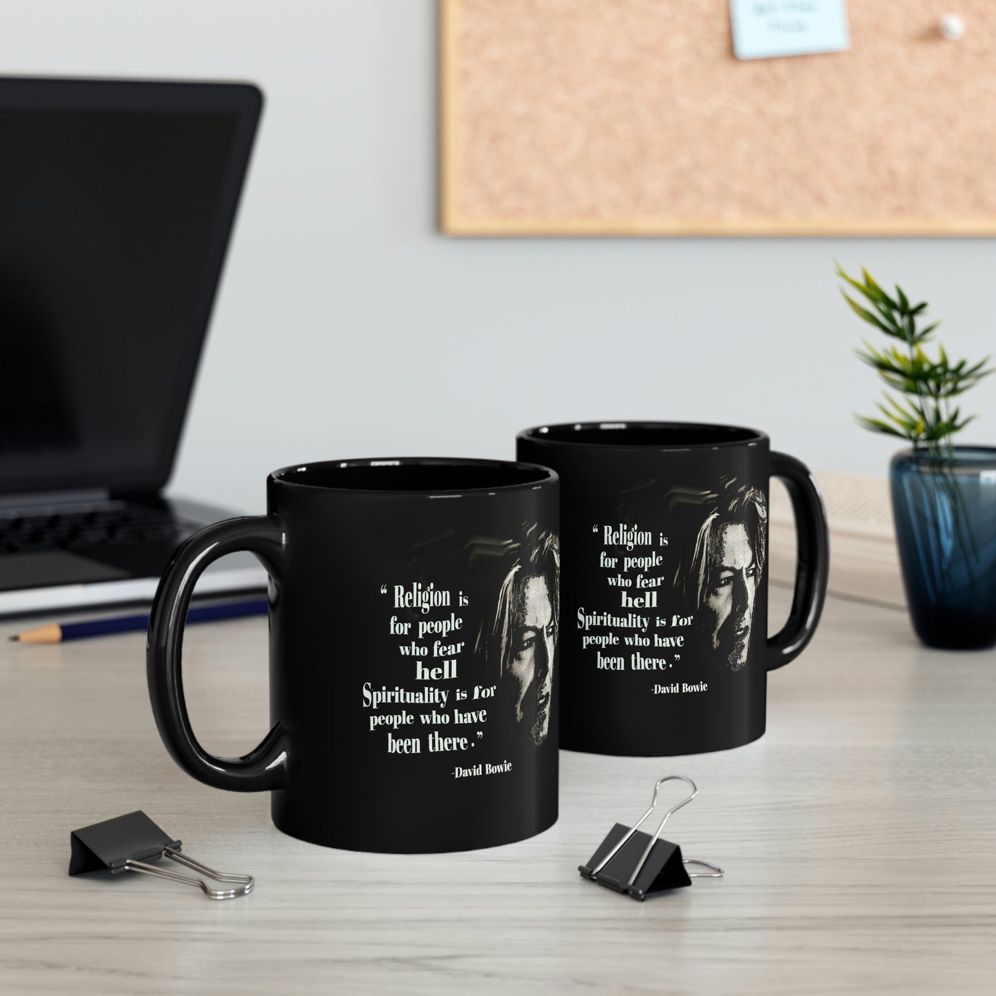 David Bowie Spirituality Quote 11oz Black Mug