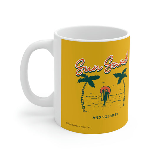 Sun Sand & Sobriety Ceramic Mug 11oz, great gift for anyone in recovery