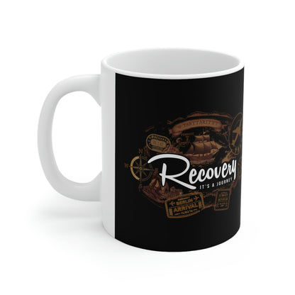 Recovery: It's a Journey Ceramic Mug,  11oz, great gift for any sober person