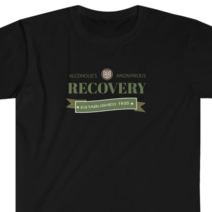 Sober Vintage AA Logo Unisex Softstyle T-Shirt for people in recovery