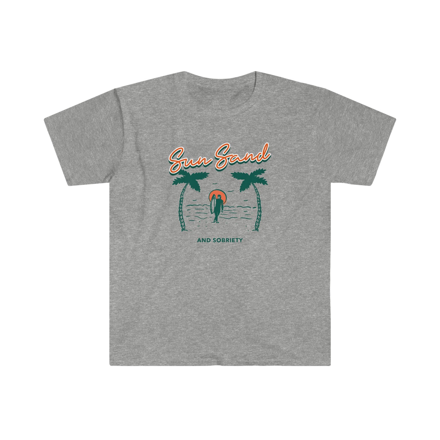 Sun, Sand and Sobriety Unisex Softstyle T-Shirt for sober people in recovery