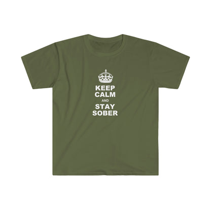 Sobriety t-shirt: Keep Calm and Stay Sober Unisex Softstyle shirt for people in recovery