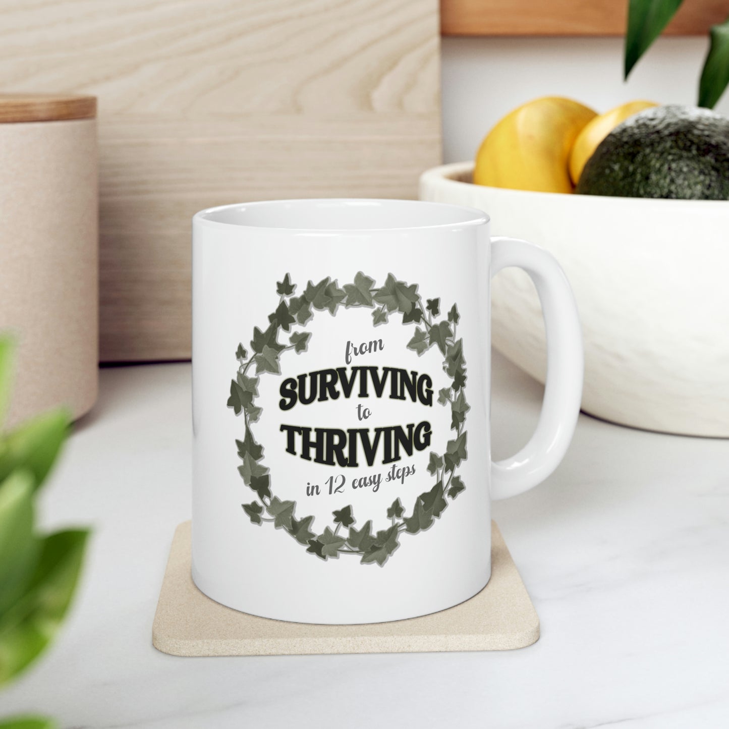 From Surviving to Thriving Sober and Sexy Ceramic Mug 11oz, great gift for any sober person