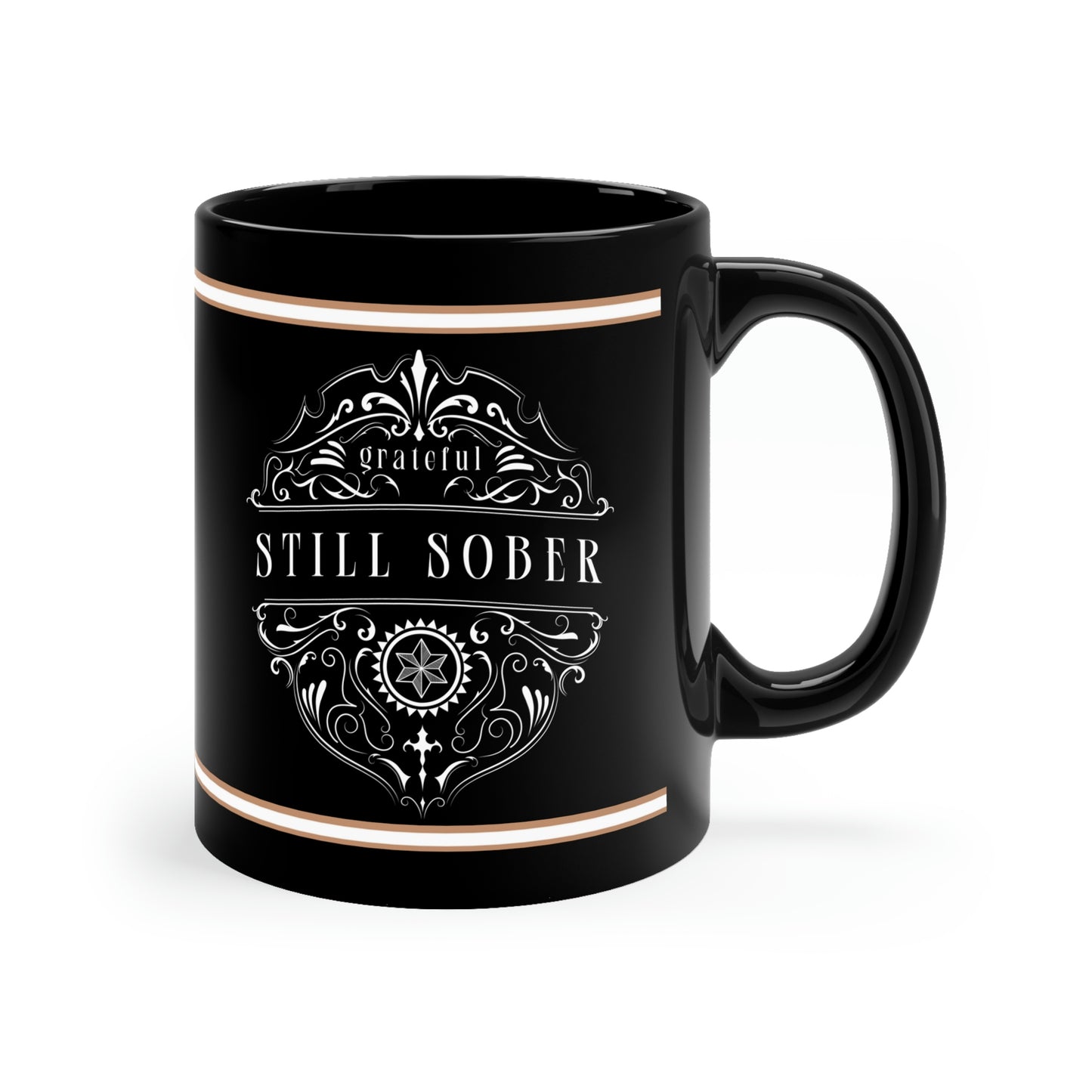 Still Sober Black Ceramic Mug 11oz, great gift for any sober person